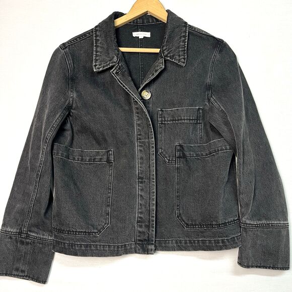 MSRP $198 Whimsy + Row Jordan Jacket Black Organic Cotton Denim Chore Coat M - Picture 1 of 9